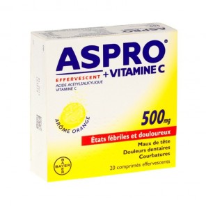 ASPRO 500mg Vitamine C Effervescent 20 comprimés effervescents