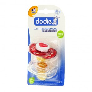 Dodie sucette anatomique caoutchouc n°7 + 6 mois lot de 2