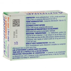 Aspirine Upsa vitaminée C 330mg 20 comprimés effervescents