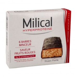 Milical hyperprotéiné fruits rouges 6 barres