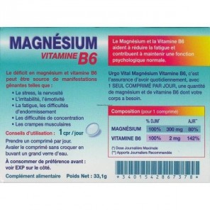 Urgo Vital magnésium et vitamine B6 45 comprimés