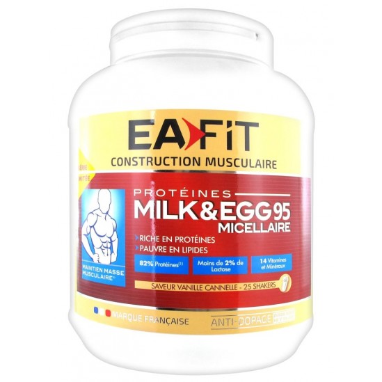 Eafit Construction Musculaire Saveur Vanille Cannelle Milk & Egg 95 Micellaire 750 g