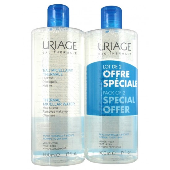 Uriage Eau Micellaire Thermale Peaux Normales à Sèches Lot de 2x500ml