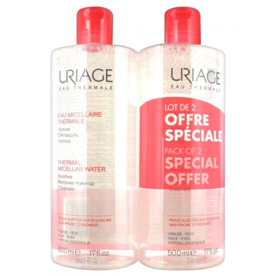 Uriage Eau Micellaire Thermale Peaux Sujettes aux Rougeurs Lot de 2x500ml