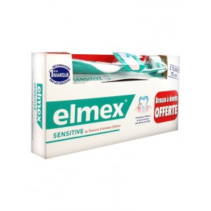 Elmex Dentifrice Sensitive 2 x 75 ml + Brosse à Dents Offerte