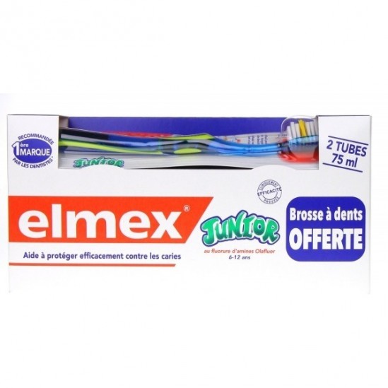 Dentifrice junior 2x75 ml + 1 brosse à dents offerte