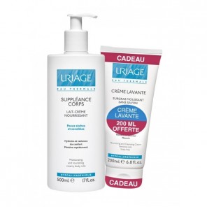 Uriage suppléance corps lait crème nourrissant 500 ml + crème lavante 200 ml