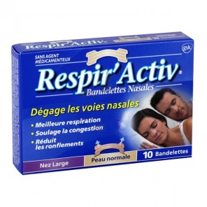 Respir'activ bandelette nasale anti ronflement 10 bandelettes