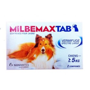 Milbemax tab vermifuge spectre large chien 5 kg et plus 2 comprimés