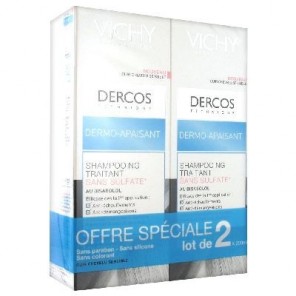 Vichy Dercos Shampooing Traitant Dermo-Apaisant Lot de 2 x 200 ml