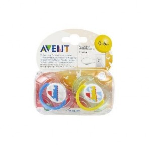 Avent 2 sucettes orthodontiques silicone classic décorées 0 à 6 mois