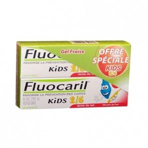 Fluocaril kids dentifrice enfant 2 à 6ans gel fraise duo 50ml