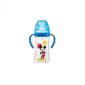 Dodie biberon initiation + 270ml avec anses mickey 0-6 mois tétine débit 2