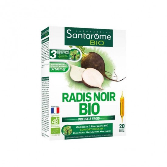 Santarome bio radis noir bio complément alimentaire 20 ampoules x 10ml