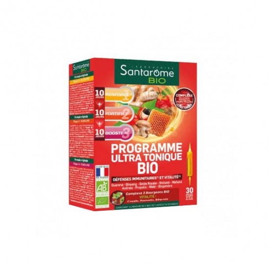 Santarome bio programme ultra tonique bio complément alimentaire 20 ampoules x 10ml