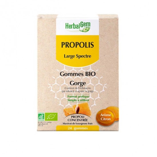 Herbalgem propolis large spectre gommes bio boîte de 24