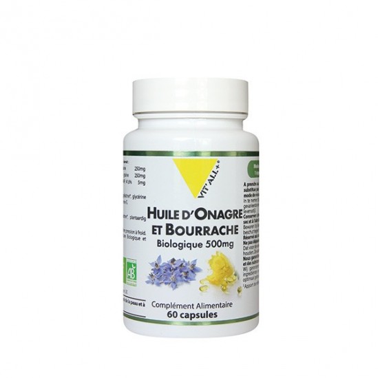 Vitall+ onagre & bourrache bio 500mg 60 capsules