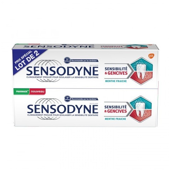 Sensodyne sensibilité&gencives menthe fraîche 2x75ml