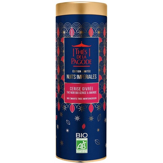 Thés de la Pagode cadeau de Noël thé noir bio Cerise grivrée 80g