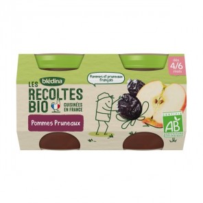 Blédina les récoltes bio pots pommes pruneaux 2x130g