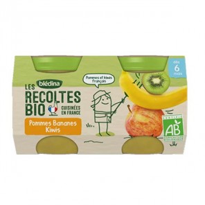 Blédina les récoltes bio pots pommes bananes kiwis 2x130g