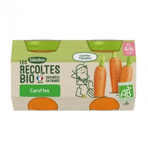 Blédina les récoltes bio pots carotte 2x130g