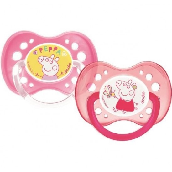 Dodie 2 sucettes anatomiques peppa pig rose +18mois A80