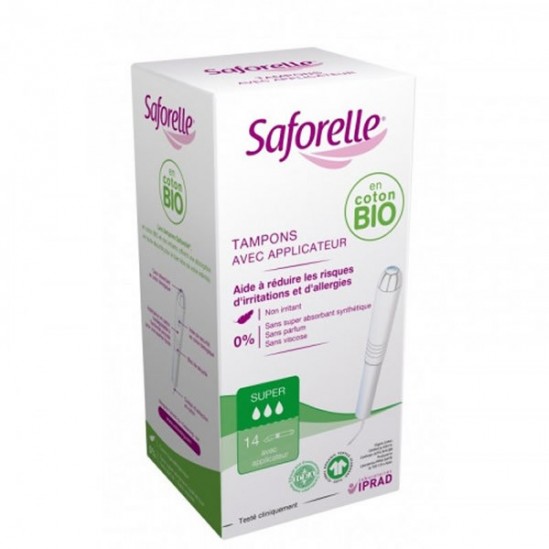 Saforelle tampon super avec applicateur 14 coton bio