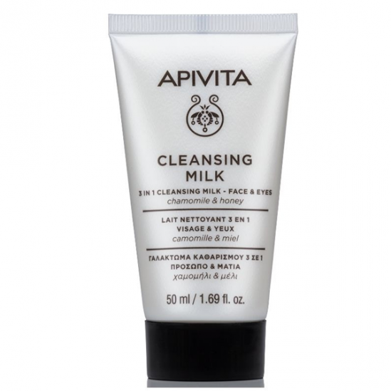 Apivita cleasing milk lait nettoyant 3 en 1 visage et yeux 50ml