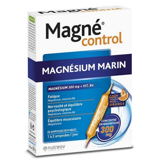 Nutreov magné control magnésium marin 20 ampoules buvables