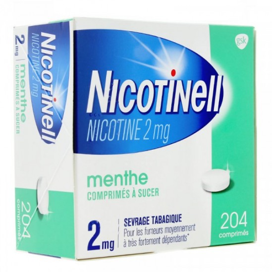 Nicotinell menthe 2mg 204 comprimés à sucer