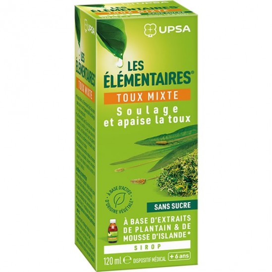 Upsa les élémentaires toux mixte sans sucre sirop 120ml