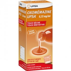 Upsa oxomémazine 0,33mg/ml toux sèche irritative arôme caramel 125ml