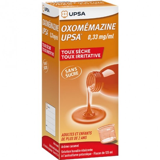 Upsa oxomémazine 0,33mg/ml toux sèche irritative arôme caramel 125ml