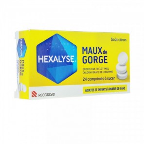 Hexalyse maux de gorge goût citron 24 comprimés à sucer