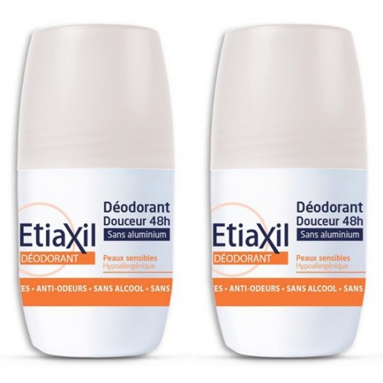 Etiaxil déodorant douceur 48h sans aluminium roll-on 2x50ml