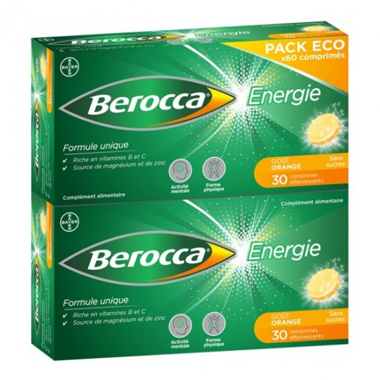 Bayer berocca energie effervescent orange 60 comprimés