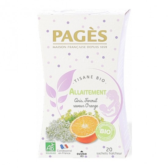 Pagès tisane bio allaitement saveur orange 20 sachets 32g