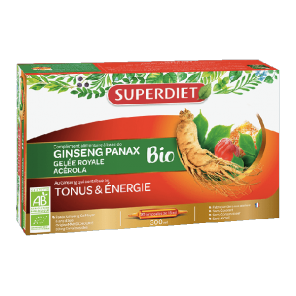 Superdiet ginseng panax bio gelée royale acérola 20 ampoules