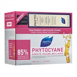 Phytocyane traitement anti-chute femme 12 ampoules + 250ml shampoing