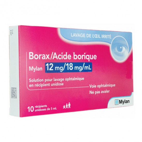 Mylan borax acide borique 12mg/18mg/ml 10 unidoses de 5ml