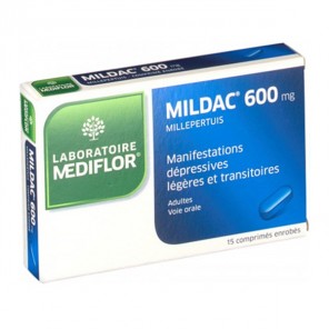 Mediflor mildac 600mg millepertuis 15 comprimés enrobés