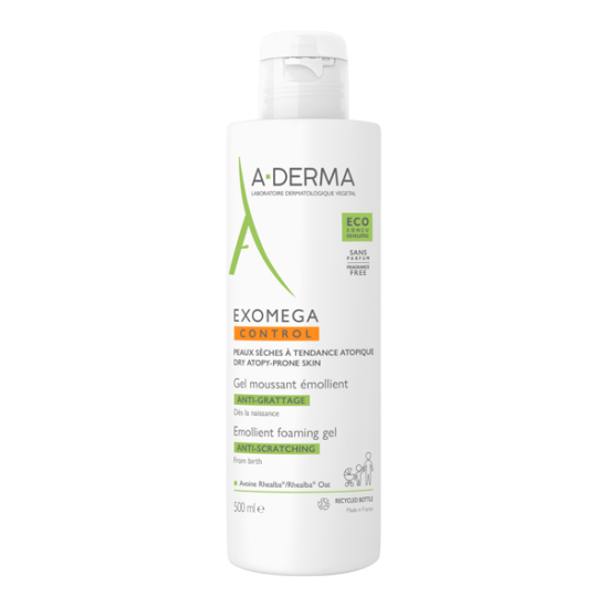 A-derma exomega control gel moussant émollient anti-grattage 500ml