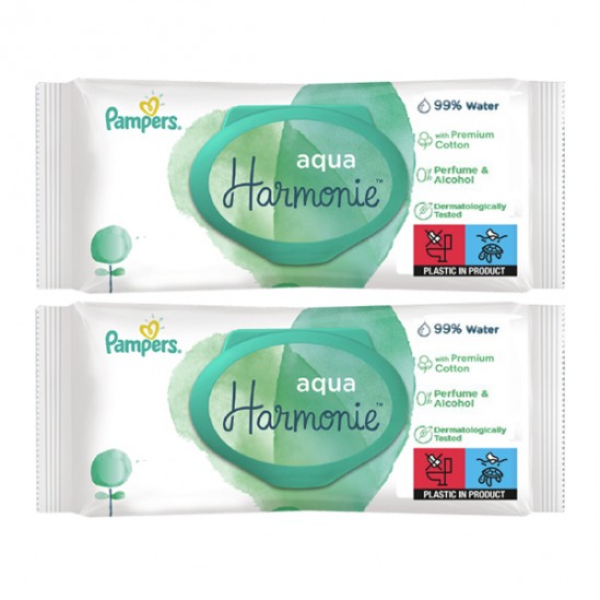 Pampers lingettes harmonie aqua  2x48 lingettes