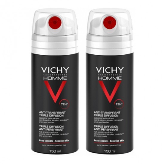 Vichy Homme Déodorant Anti-Transpirant Triple Diffusion Lot de 2x150ml