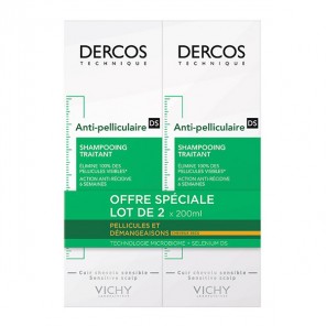 Vichy dercos shampooings anti-pelliculaire DS cheveux secs 2x200ml