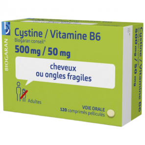 Cystine/Vitamine B6 Biogaran 500mg/50mg 120 comprimés