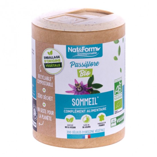 Nat&form passiflore bio écoresponsable 200 gélules