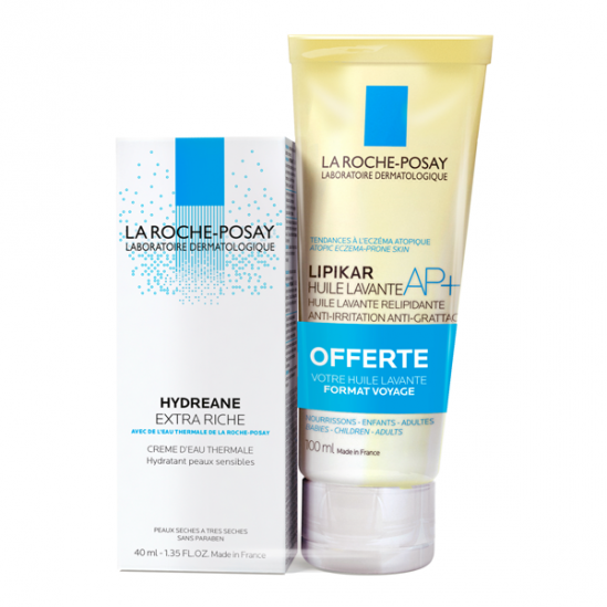 La Roche Posay Hydreane Extra Riche 40 ml + Lipikar Gel Lavant 100 ml Offert