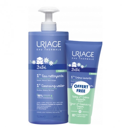 Uriage 1ere eau nettoyante 1L + 1ere crème lavante 200ml